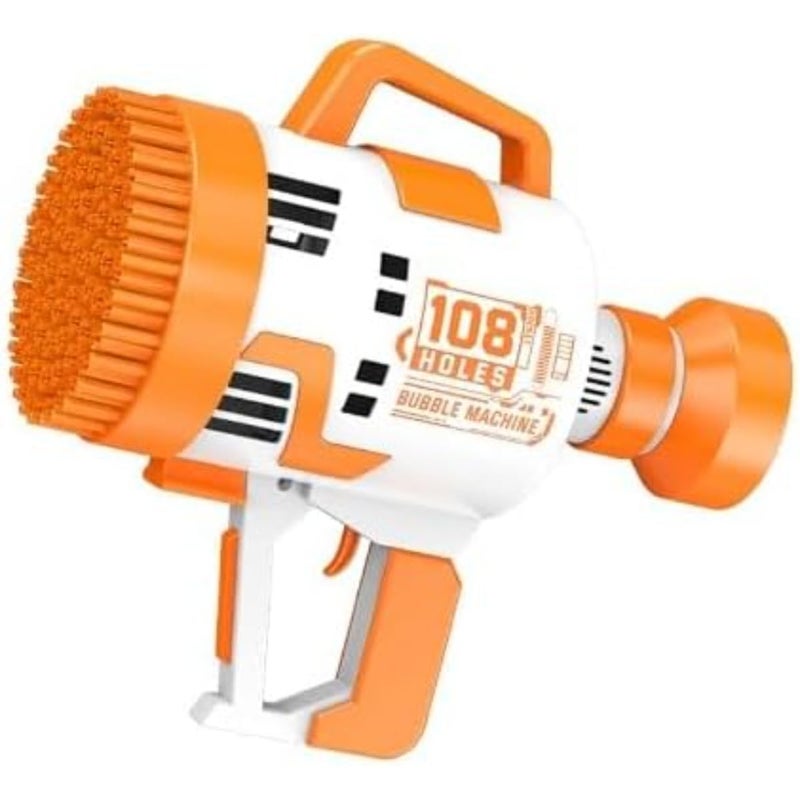 ZAMZIN 108-Hole Bubble Machine Gun, Battery-Operated Light-Up Bubble Maker for Kids, Indoor & Outdoor Fun, Vibrant Orange Excitemen - Image 5