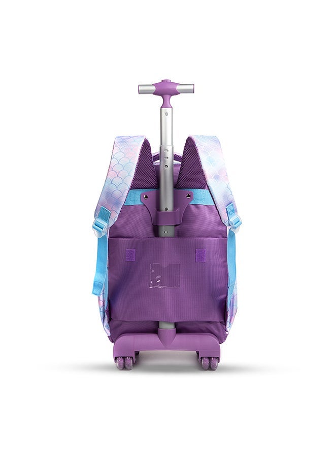 Eazy Kids - Personalized 18Inch Set of 3 Trolley School Bag with Lunch Bag and Pencil Case Mermaid - Purple - Image 5