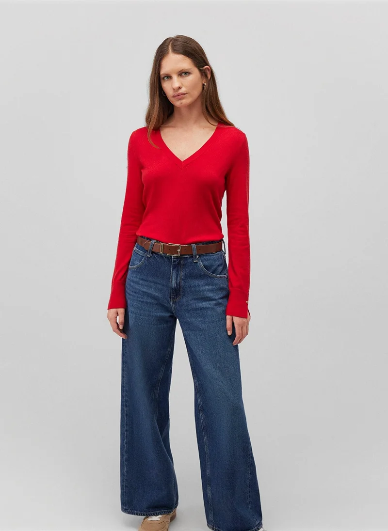مافي V Neck Red Sweater