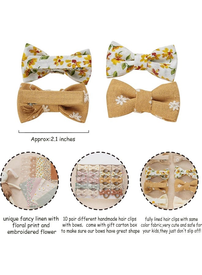 Fancy Clouds 20 Pcs Hair Clips for Girls with Bows Holder Flower,2" Fully Lined Alligator Clips and Barrettes,Handmade Hair Accessories for Baby Toddler Young Kids School Age Girls Gifts - Image 3