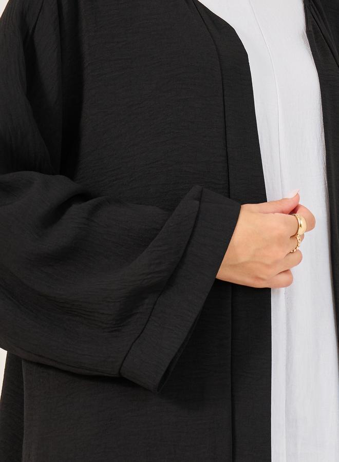 Take Two Solid Abaya with Round Neck Sleeveless Inner Dress Set by Styli  - Image 4