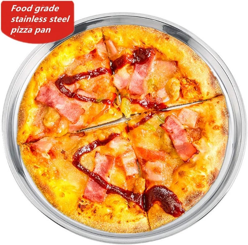 BEENIFIC Deep Dish Pizza Pan,Stainless Steel Pizza Tray Oven Pan,Pie Grill Pan Baking Pan10-12-14Inch (16x1.95) - Image 2