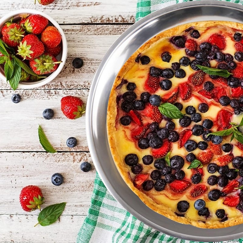 BEENIFIC Deep Dish Pizza Pan,Stainless Steel Pizza Tray Oven Pan,Pie Grill Pan Baking Pan10-12-14Inch (16x1.95) - Image 3