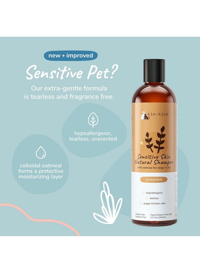 Kin+Kind Oatmeal Shampoo for Dogs and Cats by kin+kind - Cat & Dog Shampoo for Sensitive Skin with Colloidal Oatmeal - Safe, Natural Formula with Olive Oil and Coconut Oil (12 fl oz) - Made in USA - Image 3