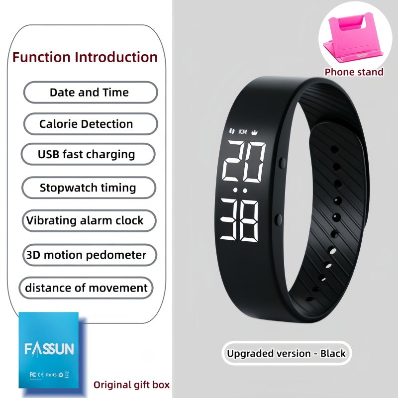 LED Vibrating Alarm Clock Smart Watch Sky Blue No Phone Needed Student Fitness Tracker With Calorie Counter - Image 5