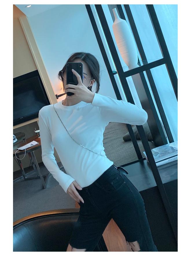Base Shirt Women's Long-sleeved Spring New All-match Pure Cotton White Tight T-shirt Women's Inner Slim-fit Top 