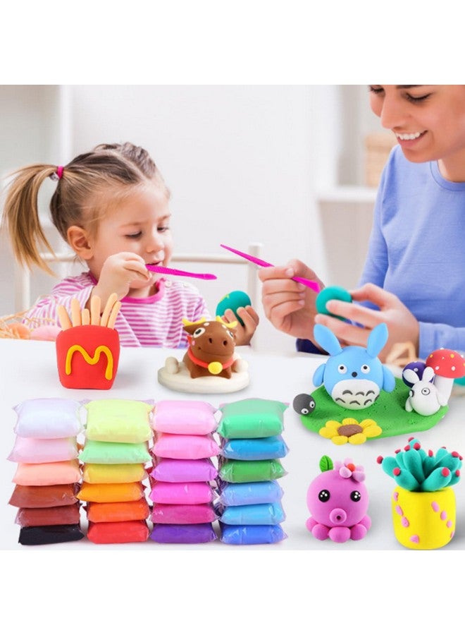 VGRASSP 24 Pcs Air Dry Clay Toy for Kids with 6 Sculpting Tools - Creative Art & Crafts Play Dough Birthday Return Gift for Boys and Girls - Color As Per Stock - Image 2
