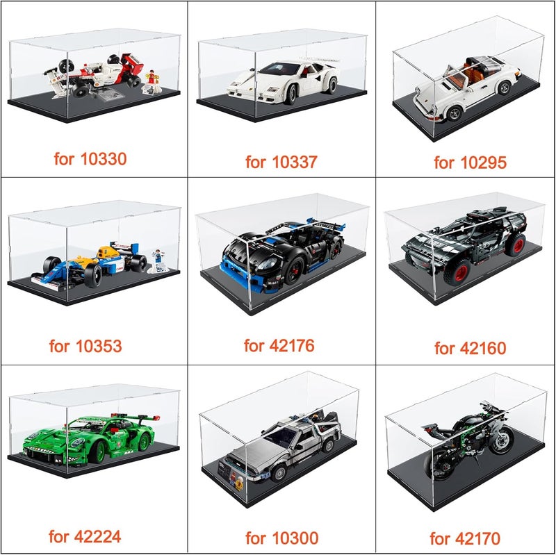إليبيور علبة عرض أكريليك شفافة سميكة لمجموعة Lego 10330 و43268 و76450 و42170 و10295 و10353 من المقتنيات، صندوق شفاف مقاوم للغبار مع قاعدة من الخشب البلاستيك وإضاءة سلسلة، أسود، الأبعاد الداخلية 15.7 × 7.9 × 7.9 بوصة - Image 3