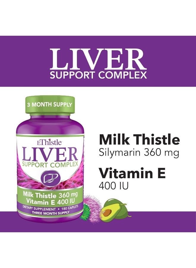 EThistle Liver Wellness Dietary Supplement, Milk Thistle & Vitamin E Liver Health Formula, Caplets 180 Count - Image 2