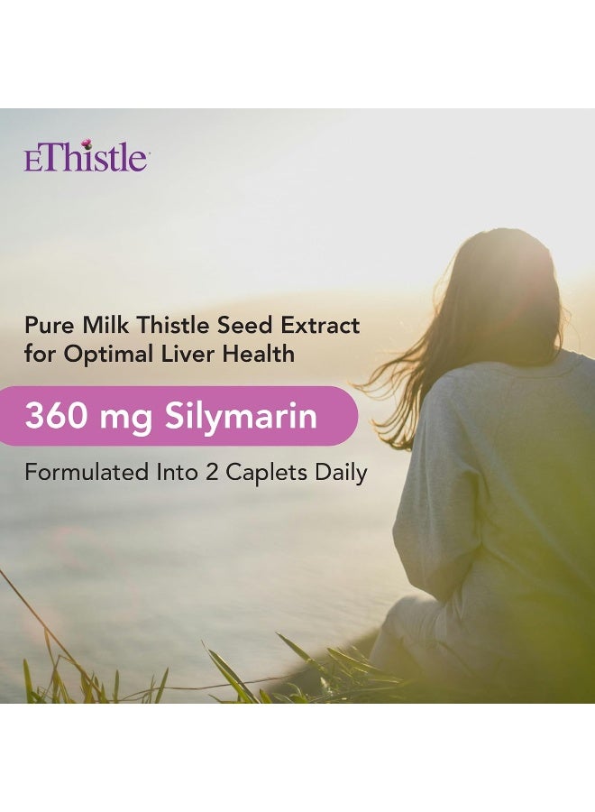EThistle Liver Wellness Dietary Supplement, Milk Thistle & Vitamin E Liver Health Formula, Caplets 180 Count - Image 4