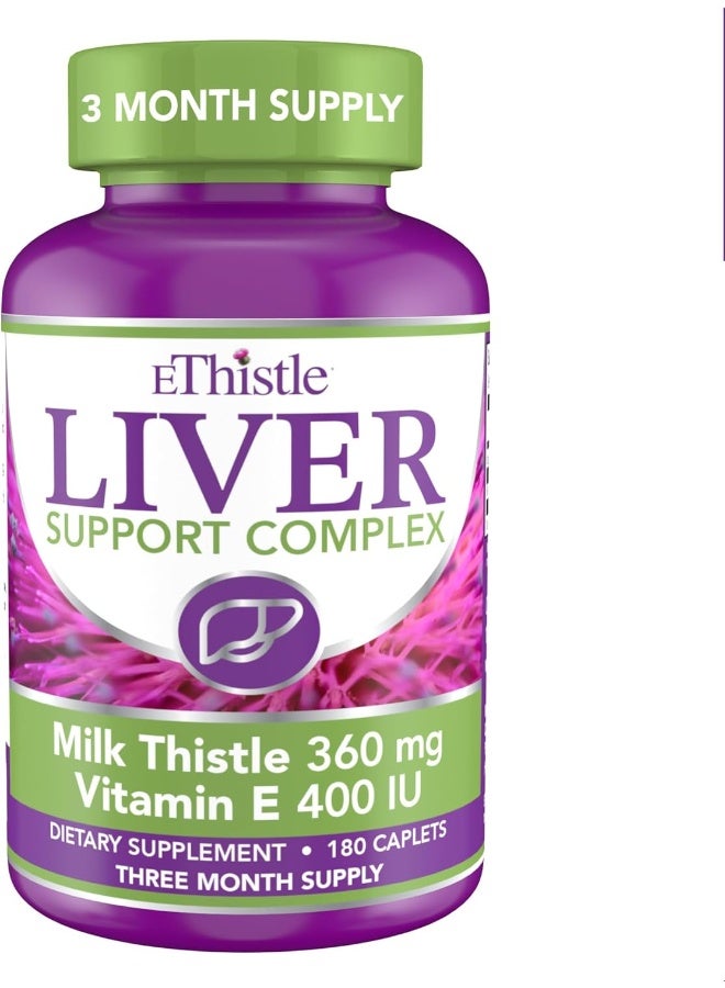 EThistle Liver Wellness Dietary Supplement, Milk Thistle & Vitamin E Liver Health Formula, Caplets 180 Count - Image 1