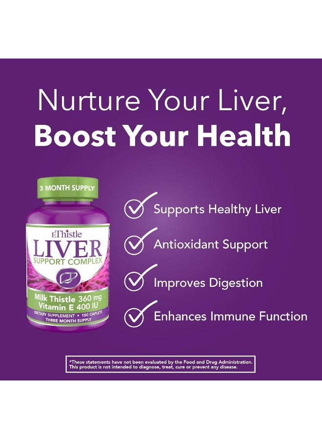 EThistle Liver Wellness Dietary Supplement, Milk Thistle & Vitamin E Liver Health Formula, Caplets 180 Count - Image 3