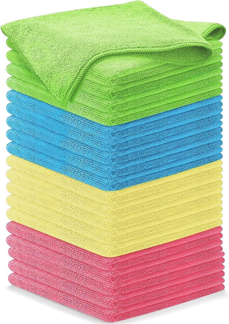 SAGREENY Microfiber Cleaning Cloth, 20 Pack Cleaning Rags with 4 Color Assorted, Absorbent and Lint Free Cleaning Cloth for Window, Household and Kitchen, 10"X10"(Pink/Blue/Yellow/Green) - Image 1