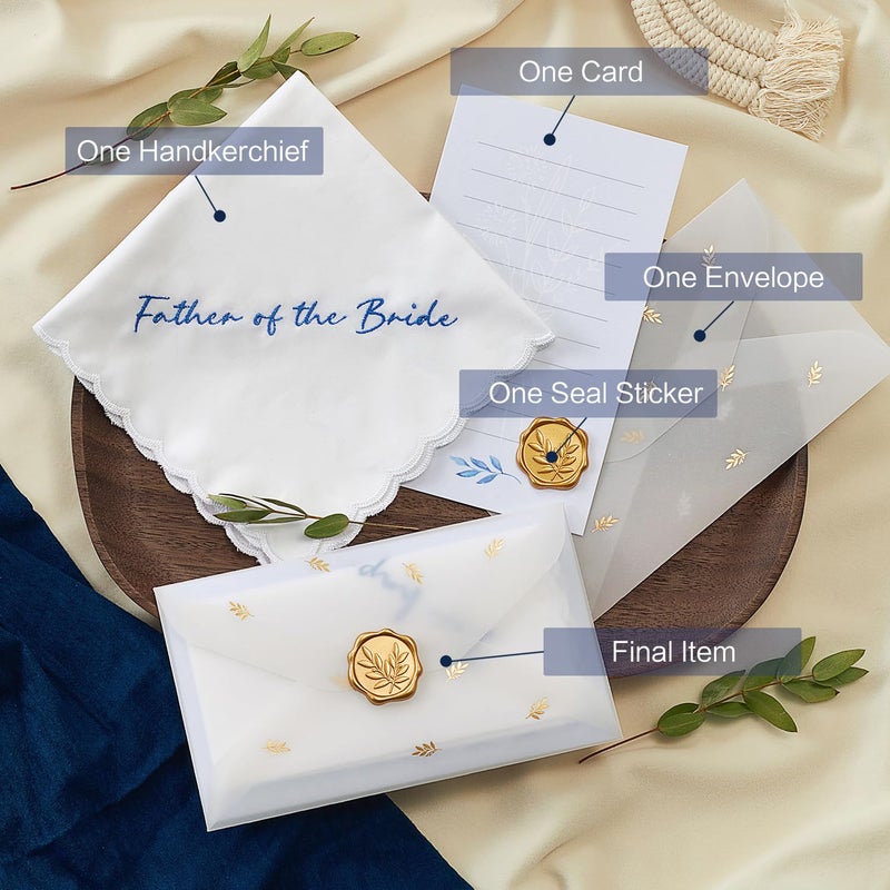 TRULIVA Father of the Bride Gifts, Dad Wedding Gift from Bride, Wedding Handkerchief, Embroidered, 12" x 12" - Image 2