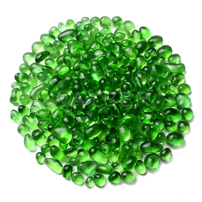WAYBER Glass Stones 1Lb460g Irregular Sea Glass Pebbles NonToxic Artificial Gemstones for Vase FillerHandmade GiftTerrarium Flowerpot Aquarium Turtle Tank Decoration Green