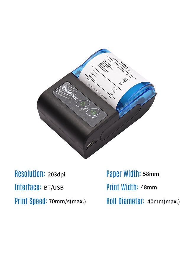 Bisofice Portable Mini Thermal Printer  2 inch Wireless USB Receipt Bill Ticket Printer with  58mm Print Paper Compatible with iOS Android Windows for Restaurant Sales Retail  - Image 5