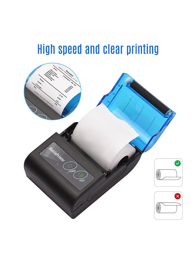 Bisofice Portable Mini Thermal Printer  2 inch Wireless USB Receipt Bill Ticket Printer with  58mm Print Paper Compatible with iOS Android Windows for Restaurant Sales Retail  - Image 1