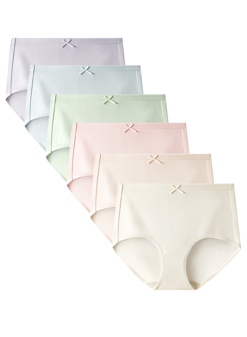 ZULY® High-waist Cotton Women's Underwear 6-Pack with 10A Antibacterial Crotch, Anti-Wedgie Design, breathable & Moisture Wicking Panties for Daily Wear in Assorted Colors - Image 1