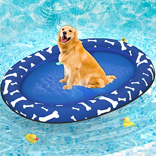 Pet Soft Dog Float Raft Inflatable Dog Swimming Float for Summer Blue Bone - Image 1
