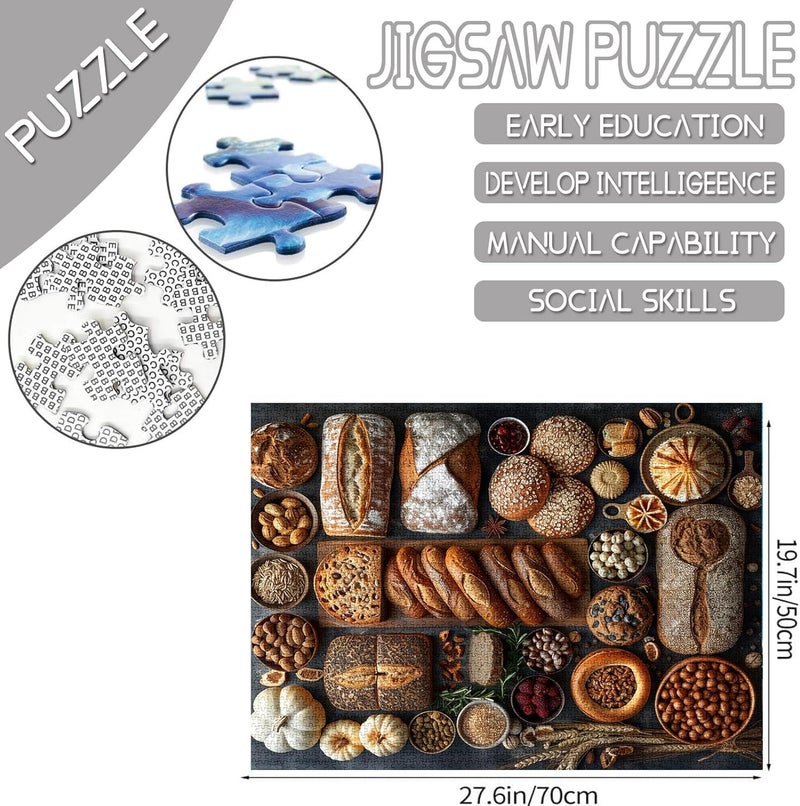Tucocoo 1000 Piece Jigsaw Puzzles for Adults Rye Bread Painting Puzzle Muffin Baked Goods Art 27x20 inch 1000 Pieces Puzzles for Challenging Family Activity Game Colorful DIY Food Puzzle Wall Decor - Image 3