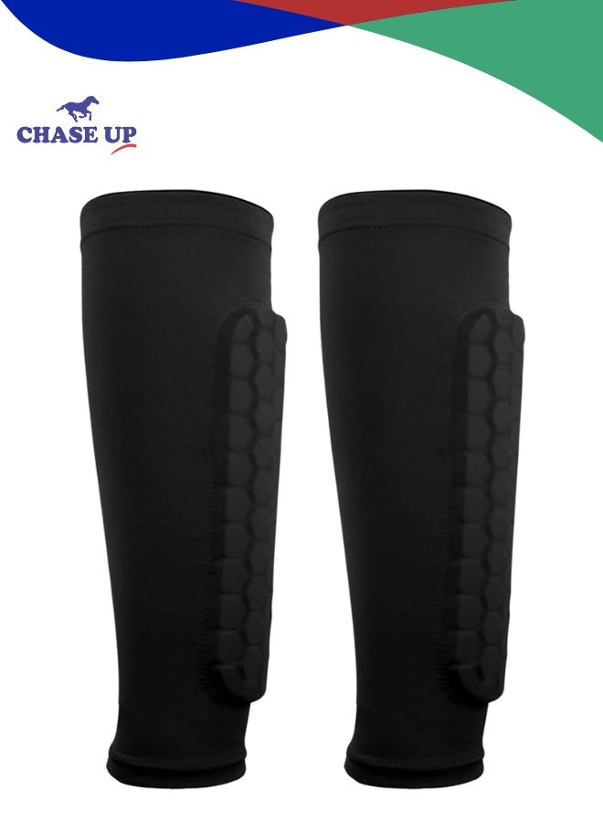 Chase Up 1 Pair Soccer Shin Guards Shin Pads for Kids Youth Adult, Football Shin Guard Socks Sleeves with Foam, Calf Compression Sleeve Honeycomb Pads, Child Calf Protective Gear Soccer Equipment