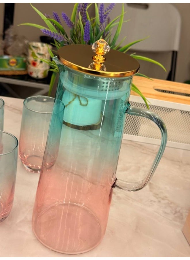 طقم ضيافة زجاج حرارى بايركس  ٦ قطع كوبيات + دورق 1800 ml  - Image 3