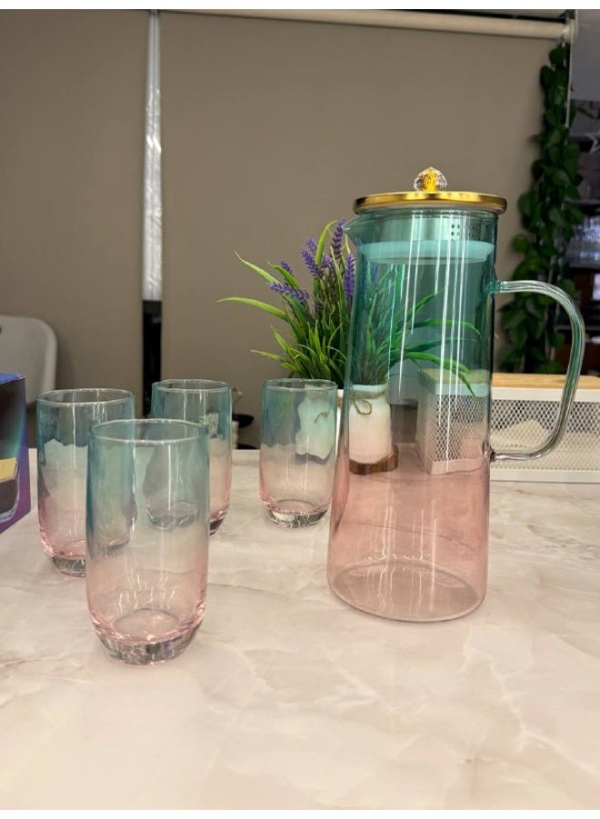 طقم ضيافة زجاج حرارى بايركس  ٦ قطع كوبيات + دورق 1800 ml  - Image 2