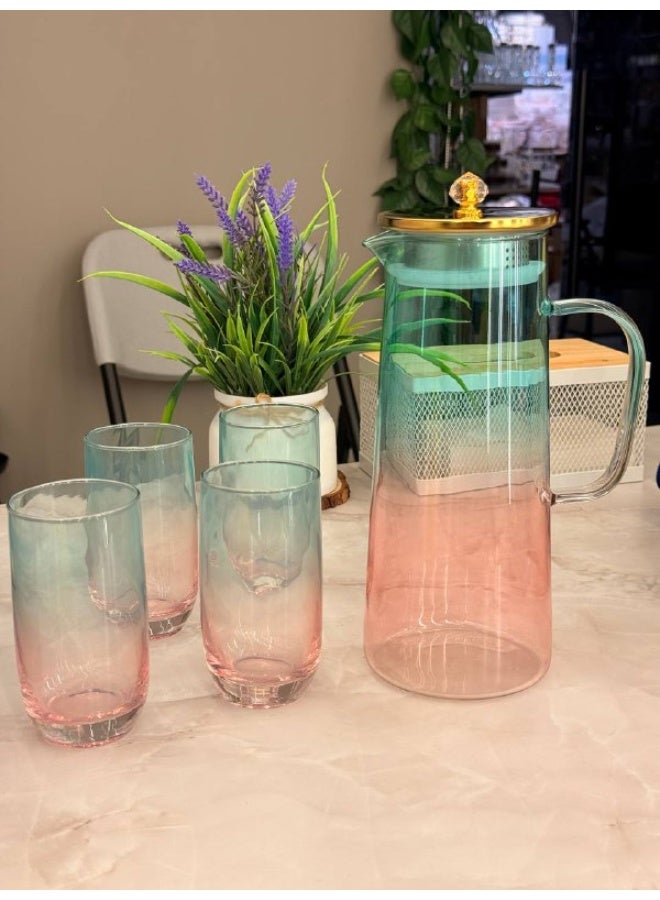 طقم ضيافة زجاج حرارى بايركس  ٦ قطع كوبيات + دورق 1800 ml  - Image 4