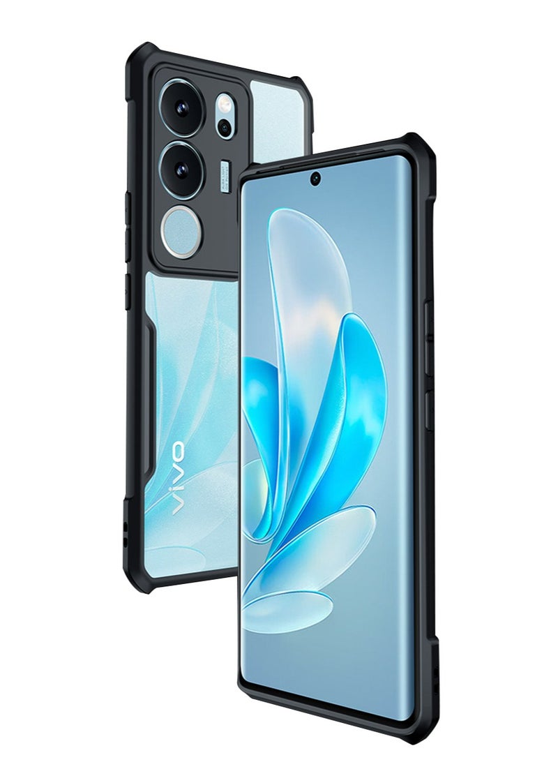 إكس ليفيل VIVO S17 / V29 5G تبو وسادة هوائية واقية من الصدمات ، مع عدسة الكاميرا حماية ، أسود شفاف مضاد بصمات الأصابع تتحرك الغطاء الخلفي ، 6.78 بوصة أصفر سليم حالة الهاتف المحمول - Image 1