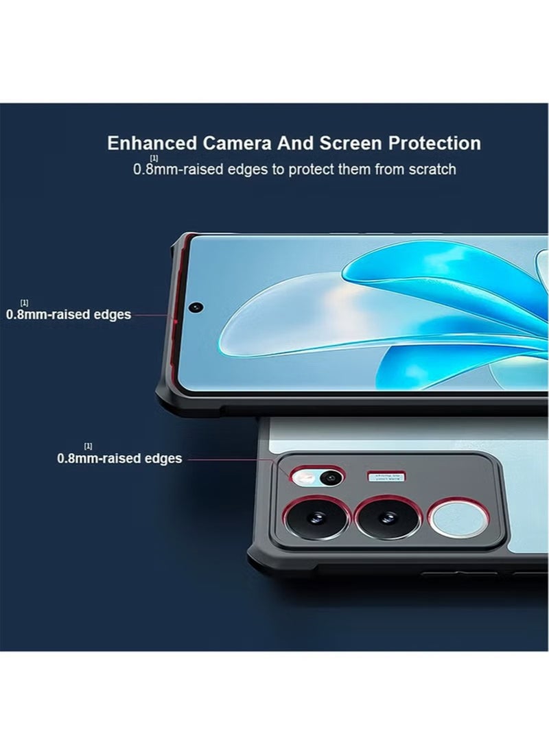 إكس ليفيل VIVO S17 / V29 5G تبو وسادة هوائية واقية من الصدمات ، مع عدسة الكاميرا حماية ، أسود شفاف مضاد بصمات الأصابع تتحرك الغطاء الخلفي ، 6.78 بوصة أصفر سليم حالة الهاتف المحمول - Image 2