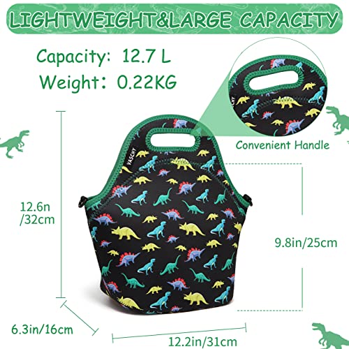 VASCHY Lunch Bag for Children, Neoprene Insulated Lunch Box Bag Tote with Detachable Adjustable Shoulder Strap in Cute Dinosaur - Image 4