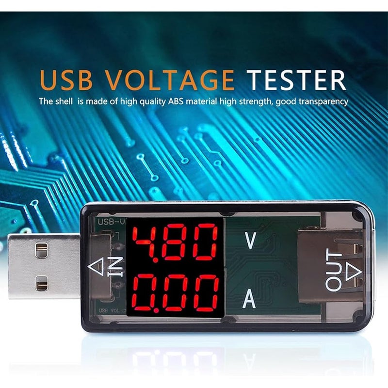 متر اختبار USB، مقياس الجهد الرقمي بالألوان، اختبار سرعة كابل الشاحن 3.2-10V 0-3A، أداة مثالية لشواحن البطاريات والهواتف (أسود) - Image 2
