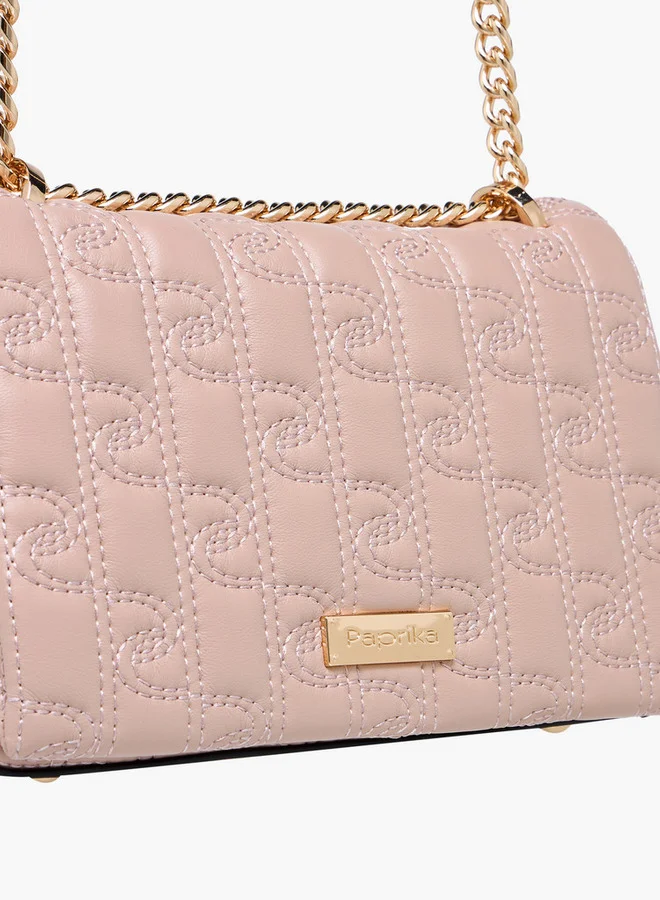 بابريكا Embossed Crossbody Bag with Chain Strap