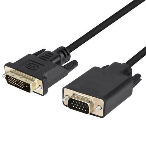 DuHeSin كابل DuHeSin من DVI إلى VGA، DVI-D 24+1 إلى VGA بطول 6 أقدام، كابل ذكر إلى ذكر مطلي بالذهب للكمبيوتر، مضيف الحاسوب، اللابتوب، بطاقة الرسوميات إلى HDTV، شاشة LG HP Dll، شاشة العرض والبروجكتور AE-1425CC - Image 1