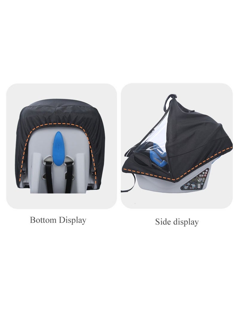 XiuWoo Windproof Waterproof Foldable Universal Car Seat Rain Cover, Baby Carrier Rain cover, Infant Car Seat Weather Shield with Zipper Door, Side Ventilation, Clear Window  - Image 5