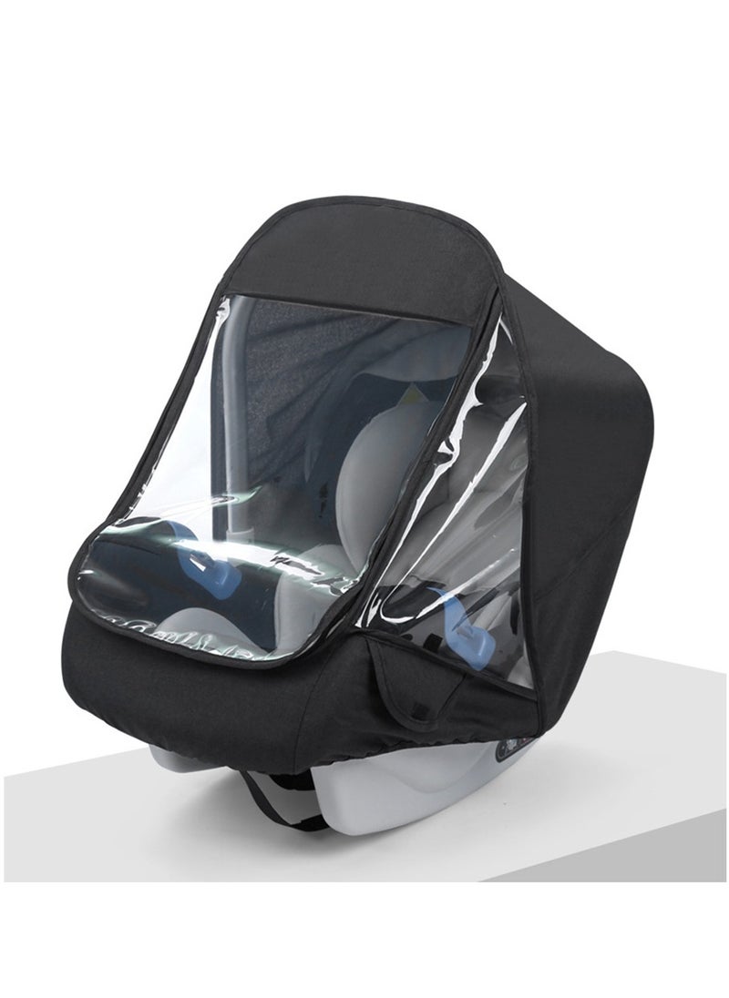 XiuWoo Windproof Waterproof Foldable Universal Car Seat Rain Cover, Baby Carrier Rain cover, Infant Car Seat Weather Shield with Zipper Door, Side Ventilation, Clear Window  - Image 2