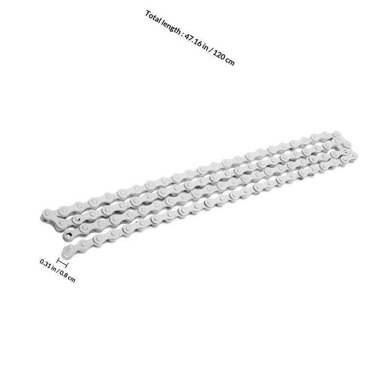 White Steel Single Speed Bike Chain for Road Mountain City Commuting Off Road - Image 3