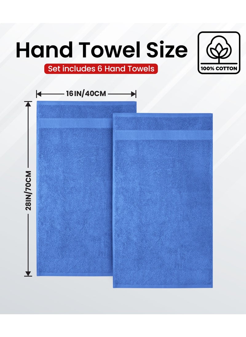 Infinitee Xclusives - Premium Blue Hand Towels - Pack of 6, 26 x 54 Inches 41cm x 71cm Bathroom Hand Towel Set, Hotel & Spa Quality Hand Towels for Bathroom, Highly Absorbent and Super Soft Bathroom Towels by Infinitee Xclusives - Image 1