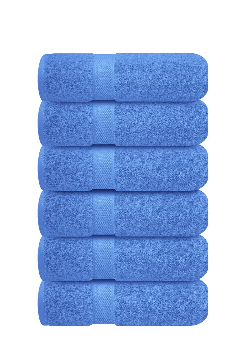 Infinitee Xclusives Premium Blue Hand Towels - Pack of 6, 26 x 54 Inches 41cm x 71cm Bathroom Hand Towel Set, Hotel & Spa Quality Hand Towels for Bathroom, Highly Absorbent and Super Soft Bathroom Towels by Infinitee Xclusives  - Image 1