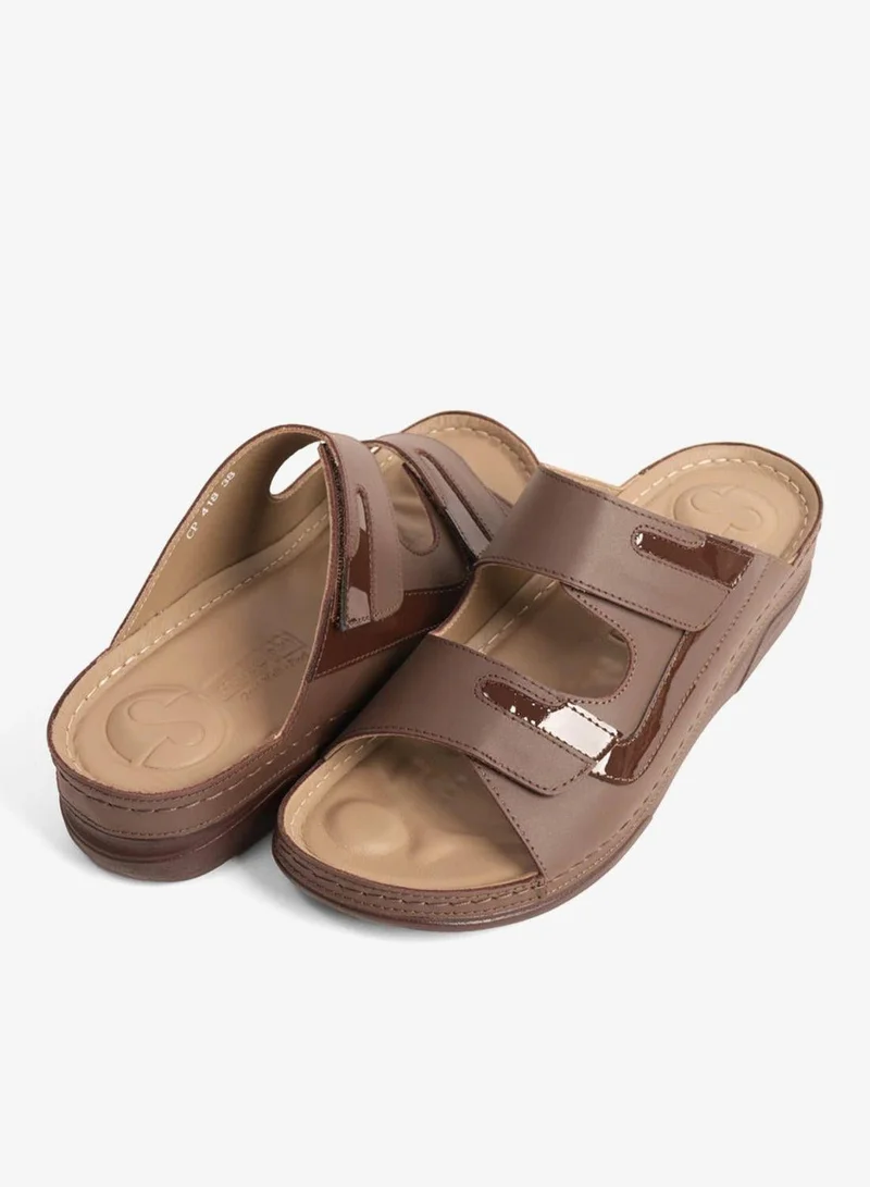 Comfort Plus  COMFORT PLUS WOMEN'S SANDALS SLEEK DESIGN WITH ADJUSTABLE STRAP BROWN for Women | Best Price UAE