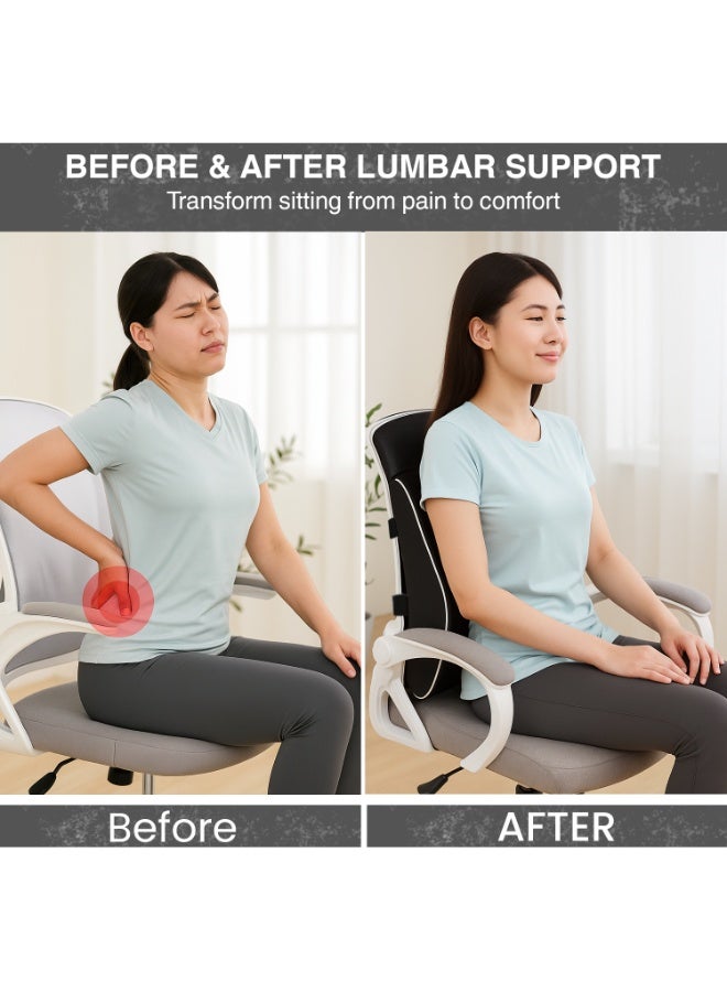 Allure Sphere Lumbar Support Cushion for Office Chair, Car & Home – Ergonomic Memory Foam Back Pillow for Lower Back Pain Relief, Improves Posture, Breathable Cover – Ideal for Long Sitting & Travel - Image 4