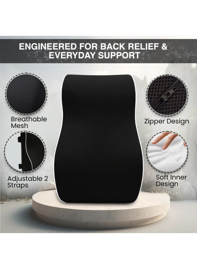 Allure Sphere Lumbar Support Cushion for Office Chair, Car & Home – Ergonomic Memory Foam Back Pillow for Lower Back Pain Relief, Improves Posture, Breathable Cover – Ideal for Long Sitting & Travel - Image 5