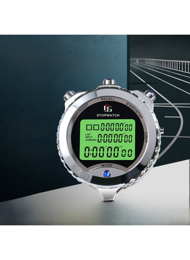 Generic Luminous Metal Stopwatch Timer For Training Fitness Sports Exercise Judging Swimming Track Field Outdoor Sports-Display Accuracy:YS-6100L 100 Memories  - Image 1