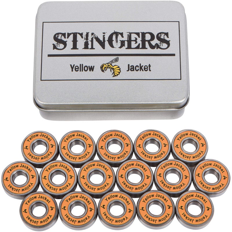 Yellow Jacket Premium Inline Skate Bearings, Roller Skate Bearings, 608, ABEC 9, Tropical Orange (Pack of 16) - Image 1