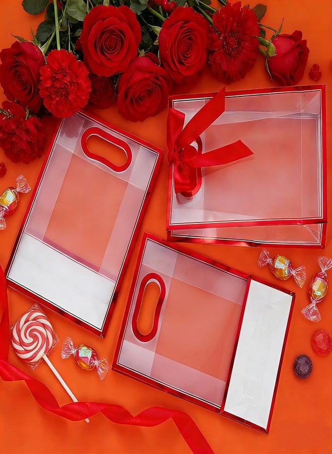 Yolyoo 12 Pcs Clear Plastic Gift Bags with Handles Reusable PP Party Favor Bags with Ribbon，Transparent Gift Wrap Bags for Valentine Mother's Day Wedding Birthday,7x10x3.15 Inch - Image 3