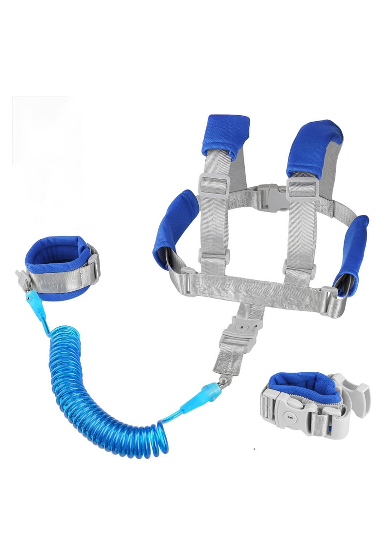 SYOSI Anti Lost Toddler Leash, with Backpack Harness Wrist Link, Baby Leash Safety Walking Leash Wrist Link for Kids Toddler Leash Anti Lost Keep Your Runner Close and Safe in Crowd Public Dark Blue  - Image 1