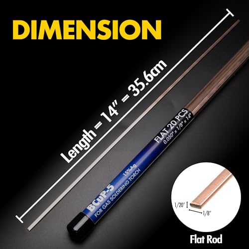 Vouyar 20 Sticks Brazing Rods Bcup-5 15% Silver Solder Phos Copper Brazing Alloys Flat Welding Rods Industry 0.050" x 1/8" x 14" for Air Conditioning Refrigerator Cold Storage HVAC Units - Image 4