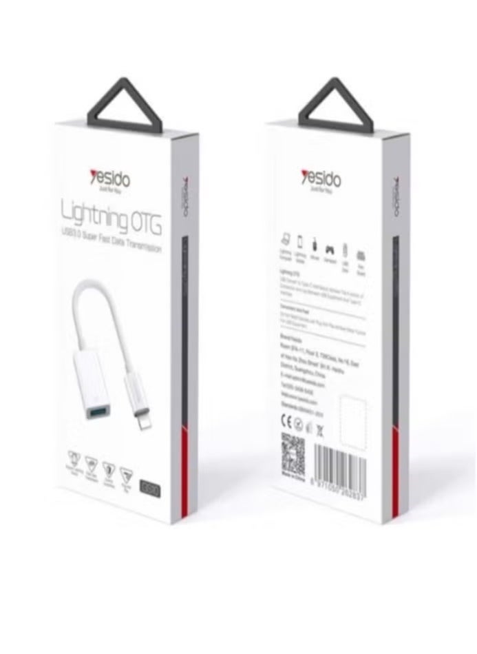 Yesido - GS10 iPhone OTG Cable Adapter || Lightning to USB Converter for High--Speed Data Transfer & Charging –- Plug & Play OTG Adapter for Flash Drives, Keyboards, Cameras & More -– Compatible with iPhone & iPad - Image 1