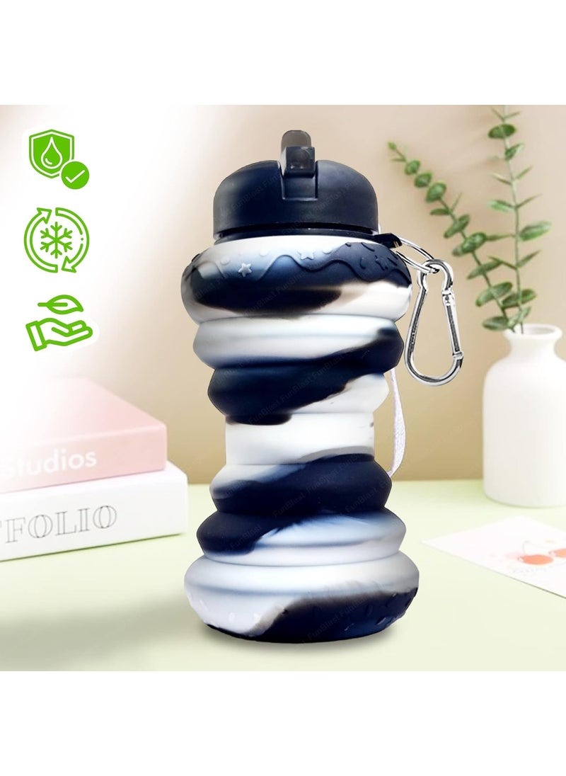 DD RETAILS - DD RETAILS Cute Donut Shape Folding Silicone Water Bottle || Portable Collapsible Sport Water Bottle || Water Bottle For Hiking, Camping, Sports, Road Trips, Outdoor (Pack Of 1) (Donut Shape) - Image 1
