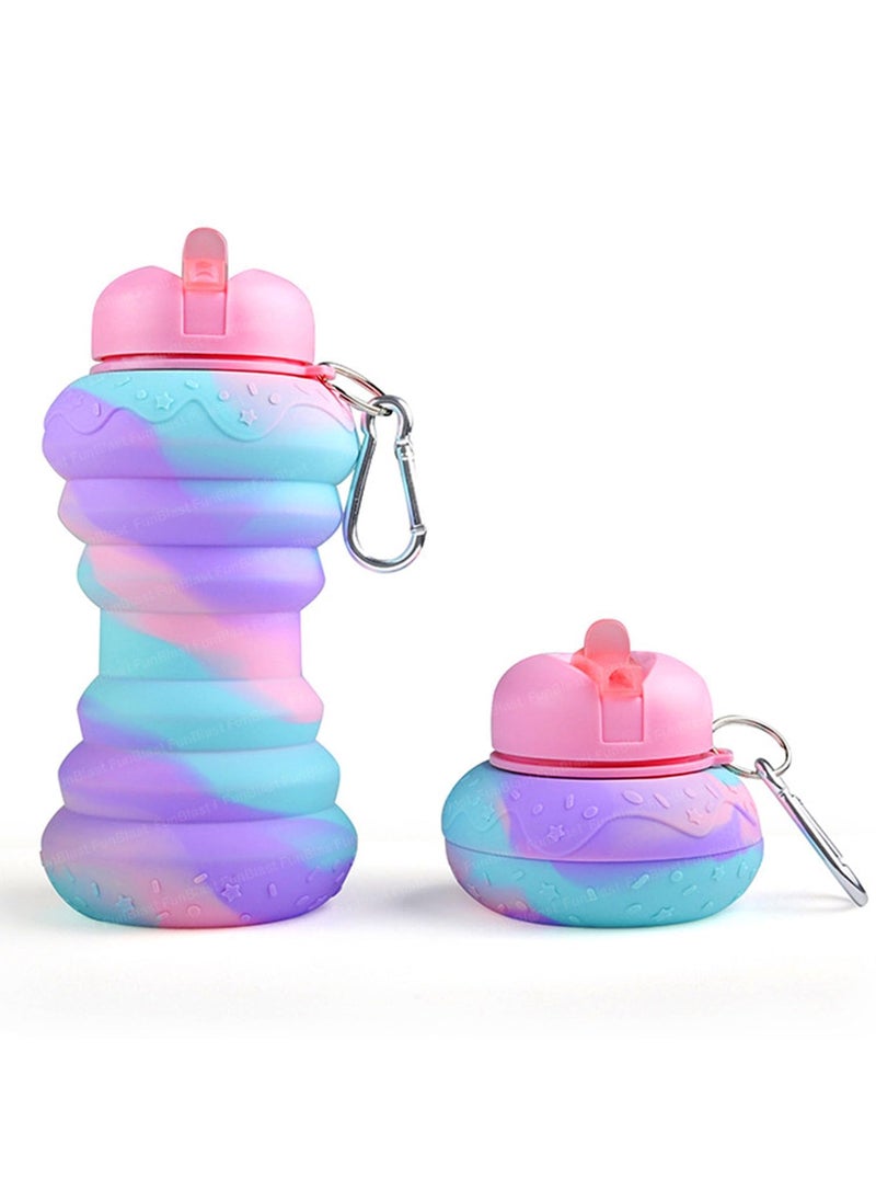 DD RETAILS - DD RETAILS Cute Donut Shape Folding Silicone Water Bottle || Portable Collapsible Sport Water Bottle || Water Bottle For Hiking, Camping, Sports, Road Trips, Outdoor (Pack Of 1) (Donut Shape) - Image 1